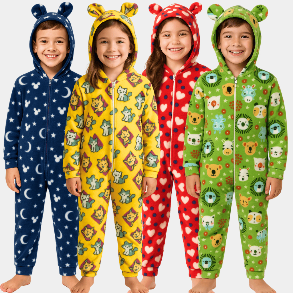 Macacão De Soft Infantil Juvenil 4 Ao 18 Menino E Menina Pijama Quente Confortável Pijama ...