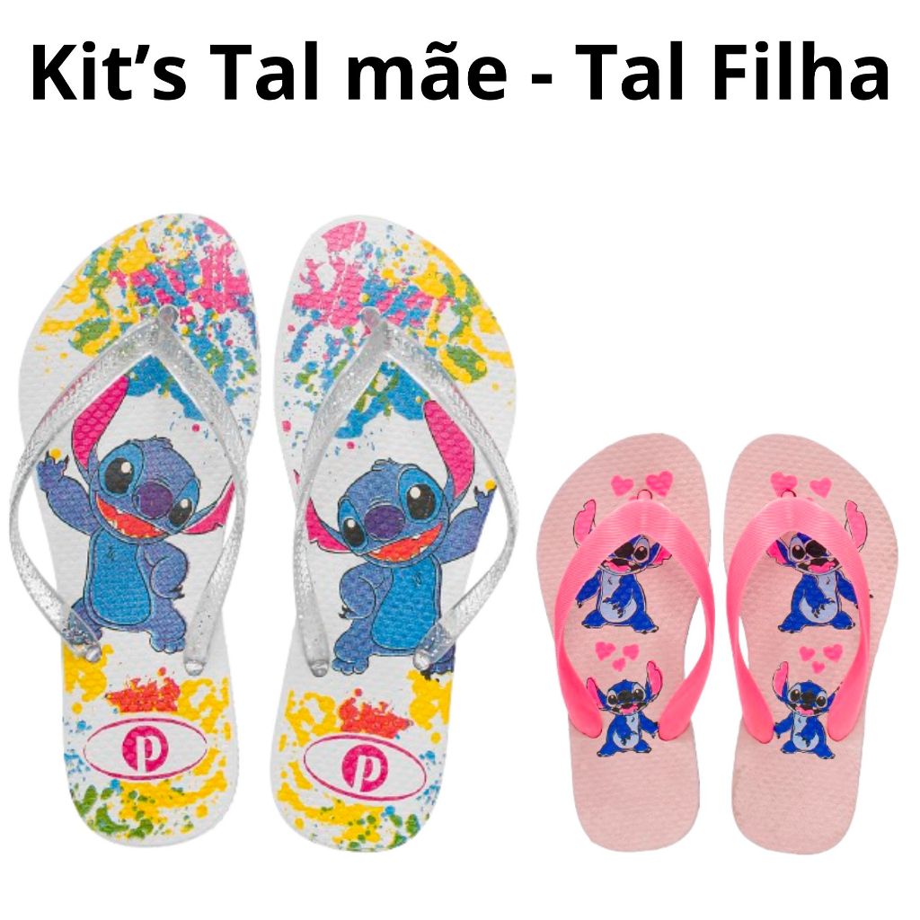 Kit Chinelo Mãe e Filha Feminino Menina Personagens Confortável em Oferta na Shopee