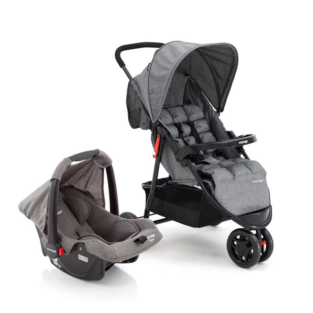 Carrinho de Bebê Travel System Delta Duo Pro Cinza (Carrinho + Bebê Conforto) - Voyage em Oferta na Shopee