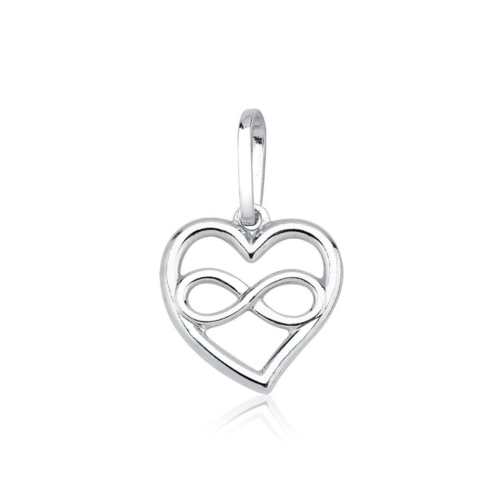 Pingente de Prata 925 Coração Vazado com Infinito em Oferta na Shopee