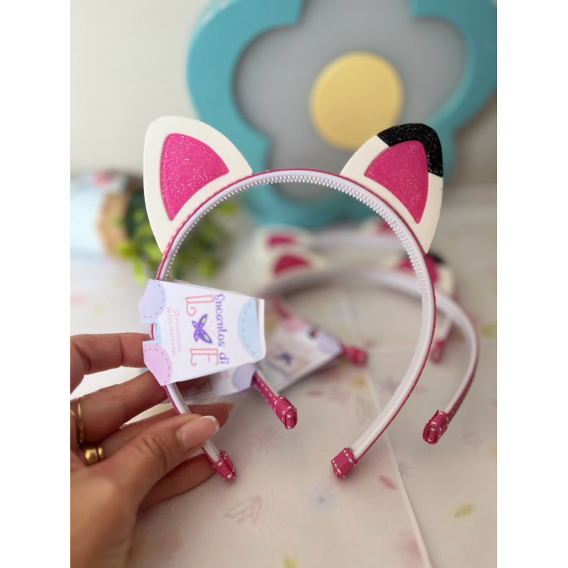 Tiara Gatinho Casa Mágica da Gabby Arco Rosa Pink Confortável Não Aperta