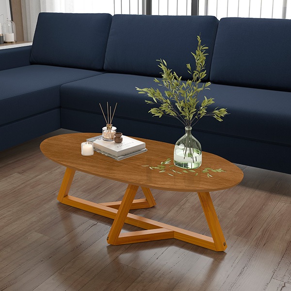 Mesa de Centro Classic Sala Tebarrot pés madeira maciça Canela em Oferta na Shopee
