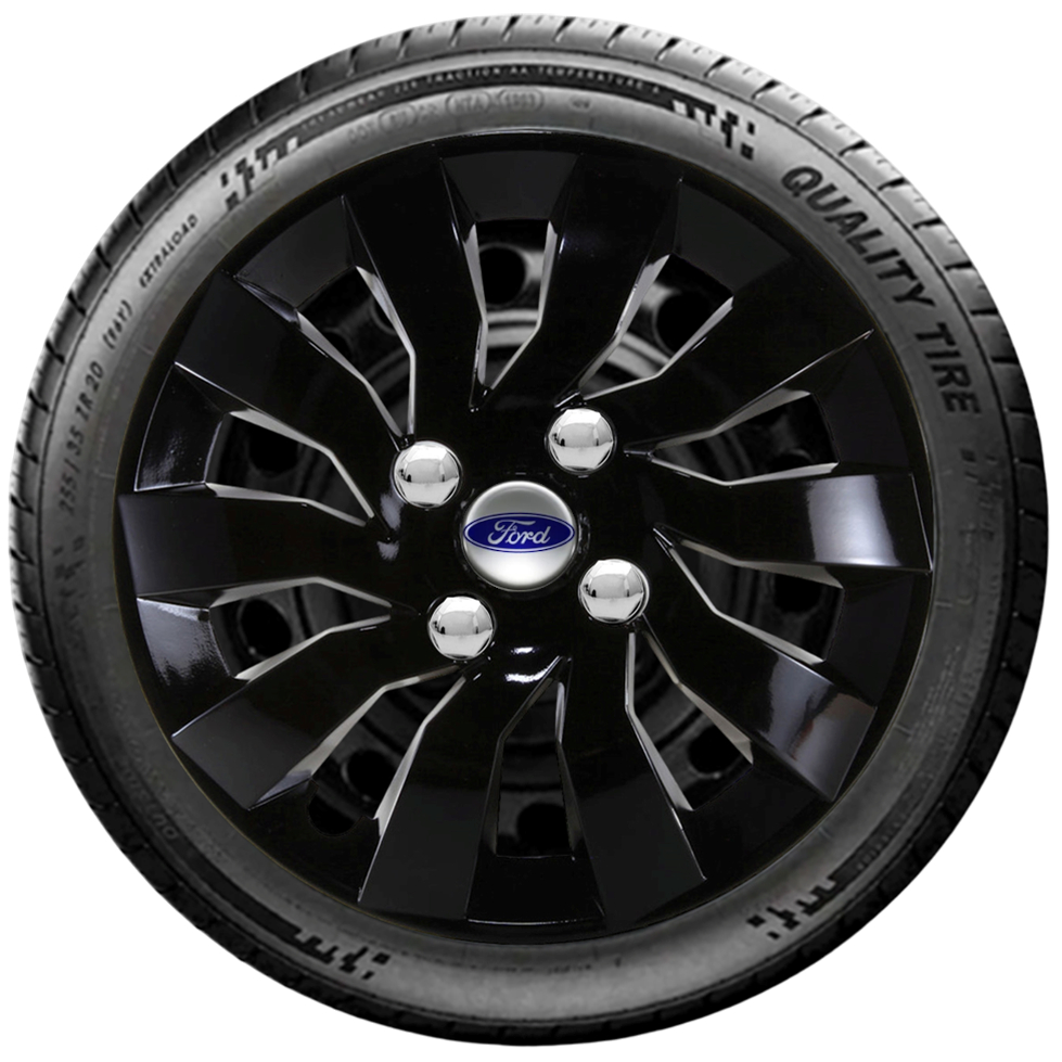 Jogo 4 Calotas Esportivas Street Aro 14 Preto Brilhante Ford Fiesta Hatch Sedan Ka Hatch Sedan Focus Hatch Sedan Ecospor