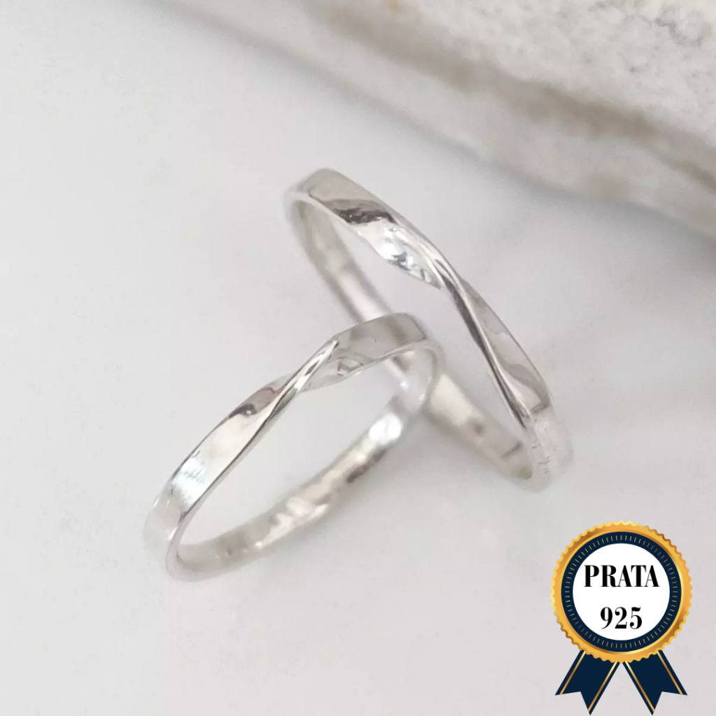 Par de Alianças Torcida Infinito Prata 925  Casamento Noivado Namoro Caixinha em Oferta na Shopee