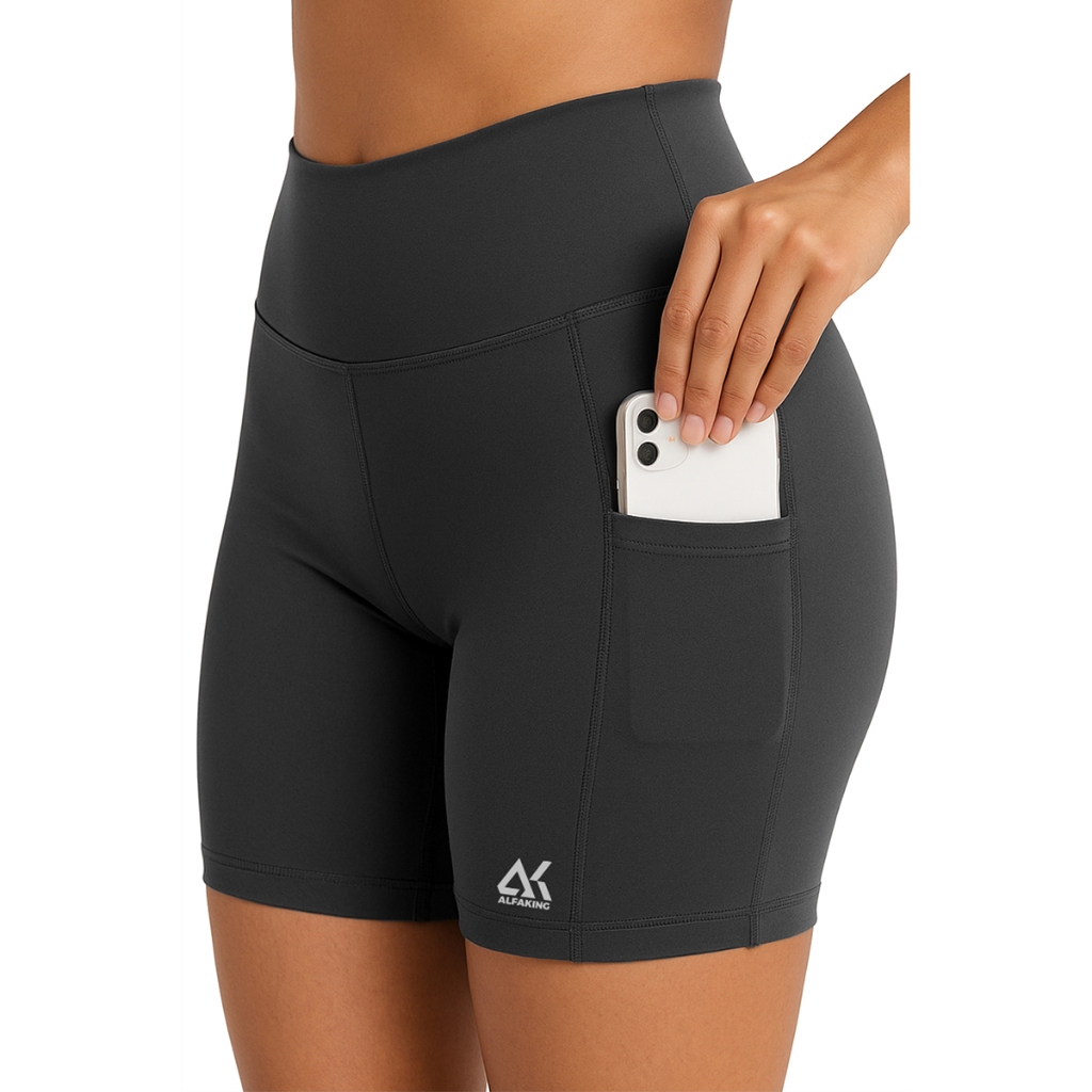 Short Feminino zero transparencia academia treino musculação com bolso lateral