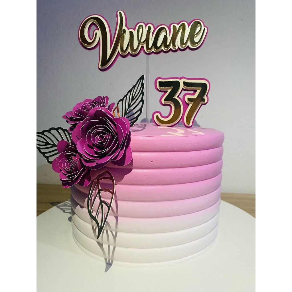 Topo de Bolo Flores Topo de Bolo Personalizado Topo de Bolo Papel Impresso Enfeite de Bolo Decoração de Bolo Aniversári