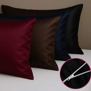 Fronhas de Cetim com Ziper  Anti Frizz - Capas para Travesseiro com 02 Peças (PAR) em Oferta na Shopee