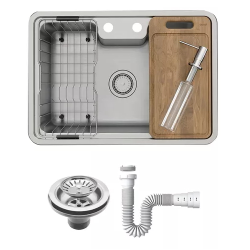 Cuba De Sobrepor Embutir Para Cozinha Docol Massima Aço Inox 68x48cm Com Acessórios 01569316