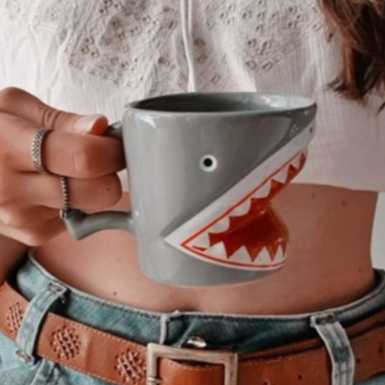 Caneca 3D forma formato Tubarão baby Shark peixe Cerâmica decoração vaso enfeite pirata