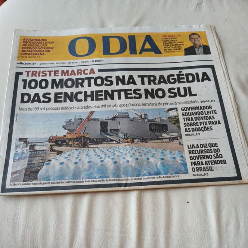 jornal o dia tragédia RS Suzana Vieira Sandy Botafogo anitta Rita Lee Madonna pabllo vittar arlete salles maite