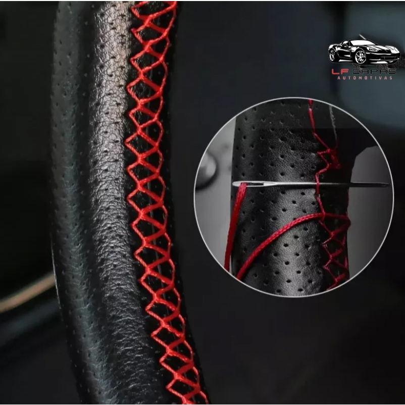 Capa de Volante Costurar à Mão Couro Sintético Carro Caminhonete