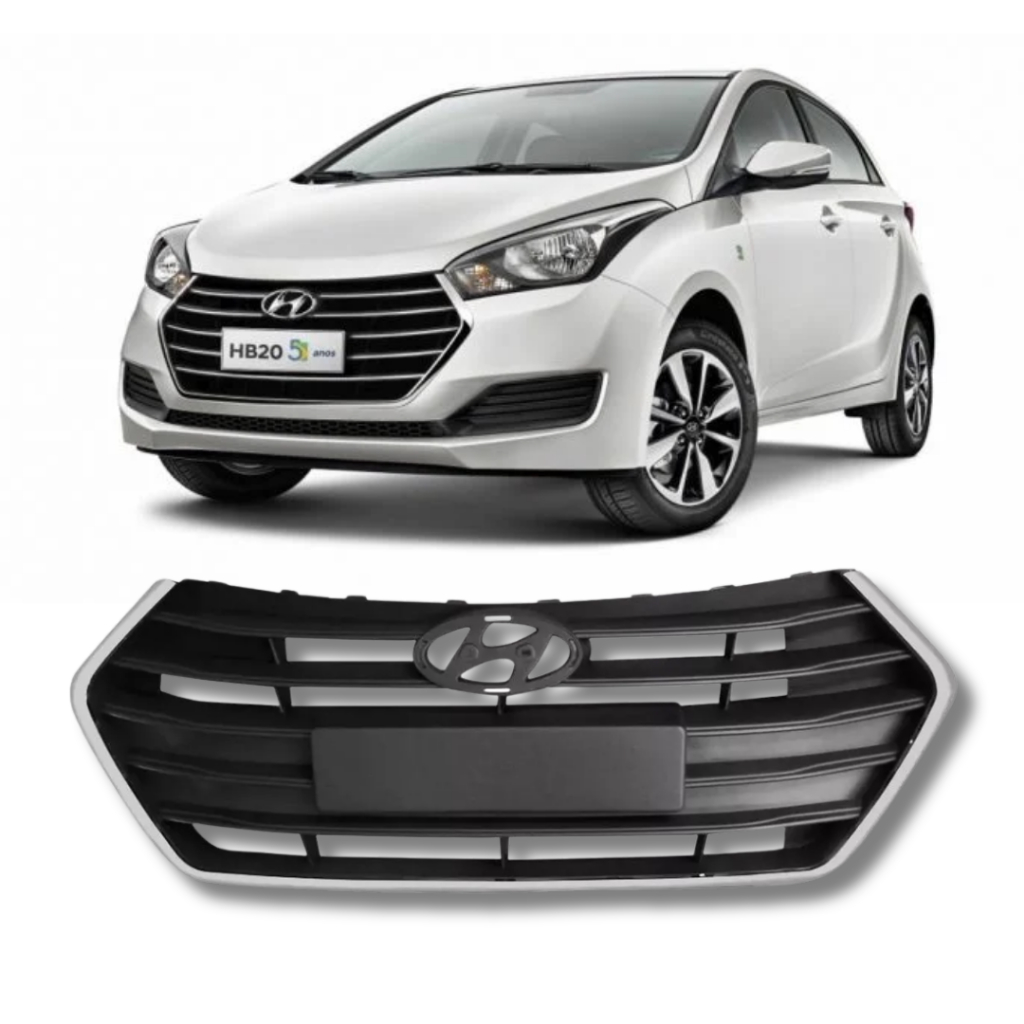 Grade Dianteira Hyundai Hb20 2016 2017 C/moldura Cromada em Oferta na Shopee