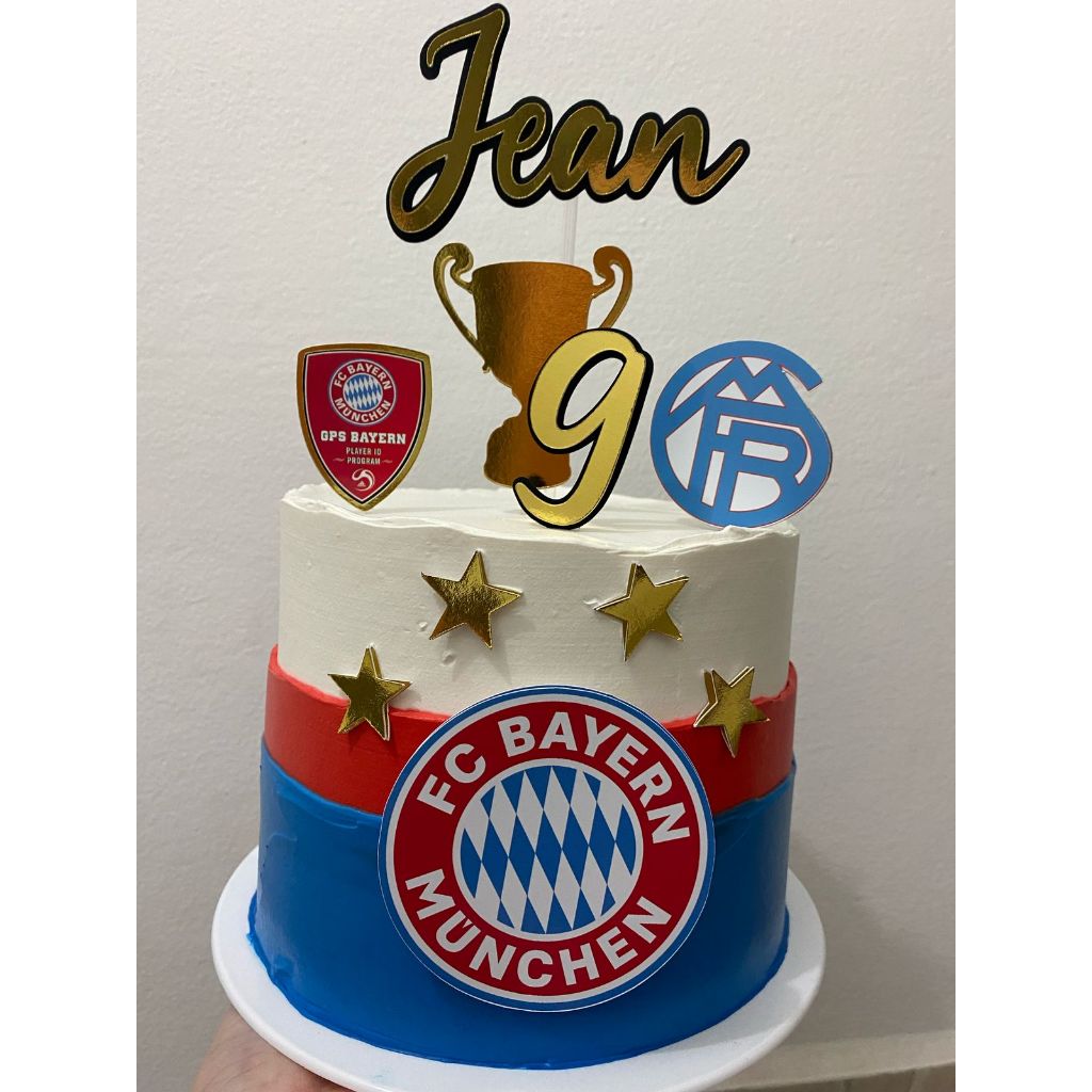 Topo de Bolo FC Bayern Munchen Futebol Topo Personalizado Infantil menino Papel Enfeite Bolo Decoração Bolo Aniversário
