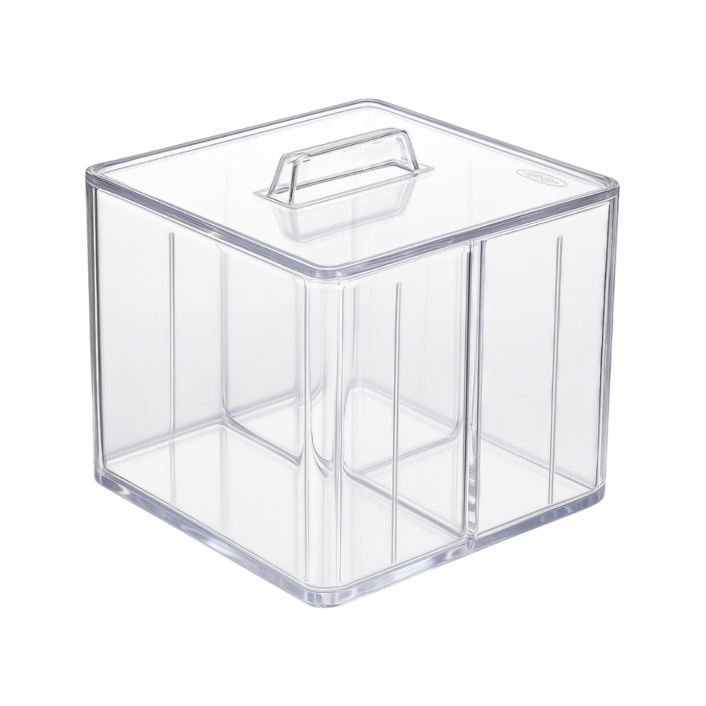 Organizador com tampa 3 divisórias cristal Dello em Oferta na Shopee