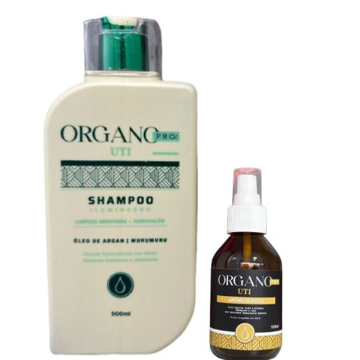 Shampoo 500ml Organo Pro + Óleo Vegetal Amendôa Doce 100ml – Força e Brilho