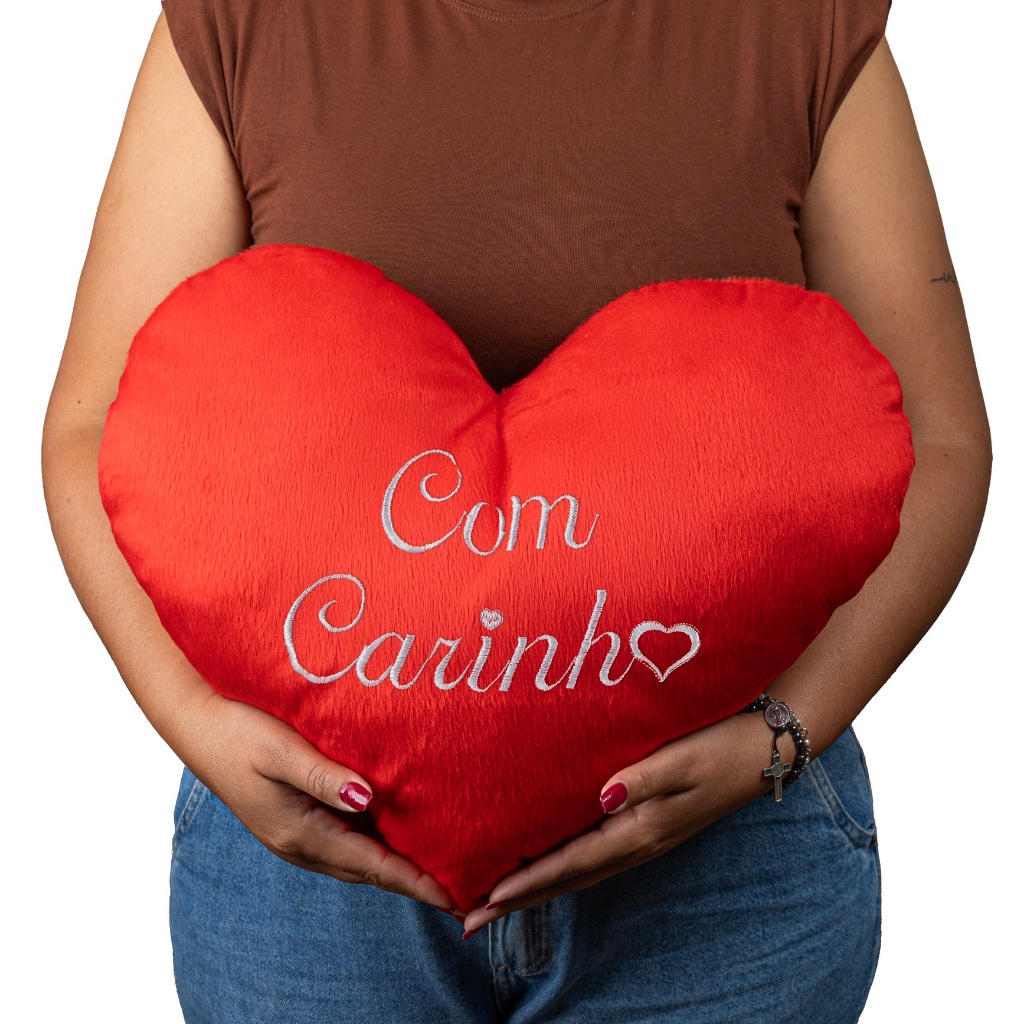 Coração de Pelucia Eu Te Amo Almofada Decorativa de Pelúcia Coração Grande 42 cm Travesseiro Grande