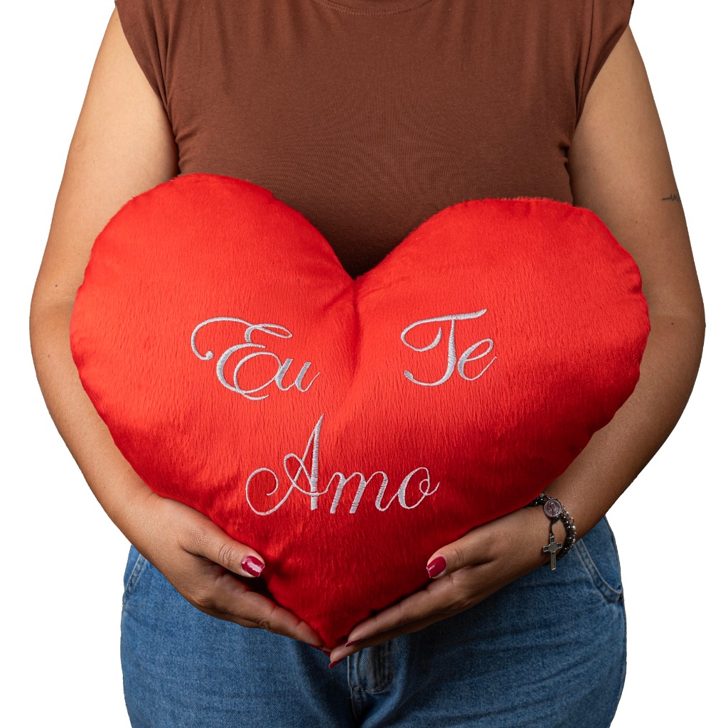 Coração de Pelucia Eu Te Amo Almofada Decorativa de Pelúcia Coração Grande 42 cm Travesseiro Grande em Oferta na Shopee