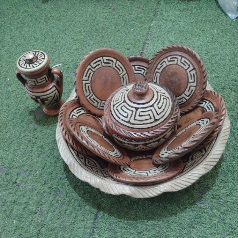 Jogo de Ibá Cerâmica Marajoara cor Betume com Marrom em Oferta na Shopee