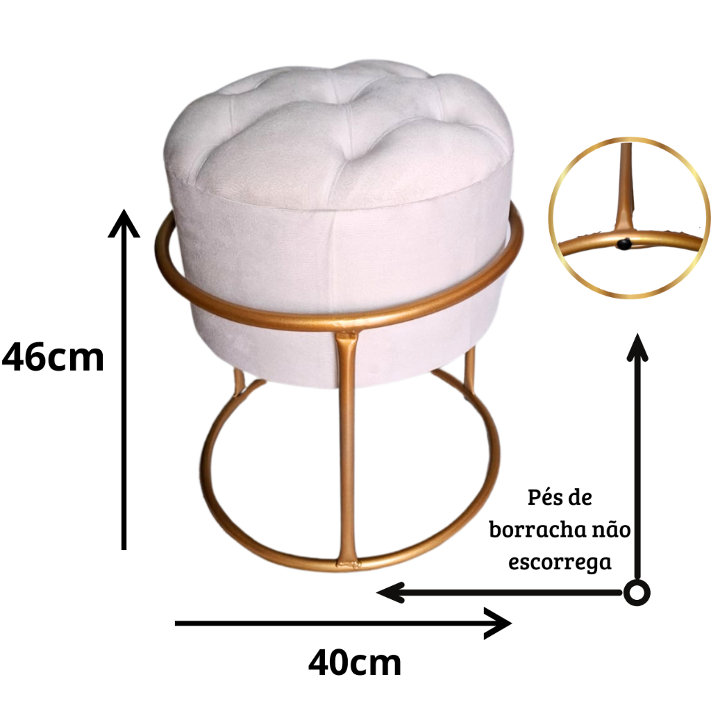 puff redondo ferro argola tubo aço pintura eletrostática tecido veludo perfeito para acrementar sua decoração