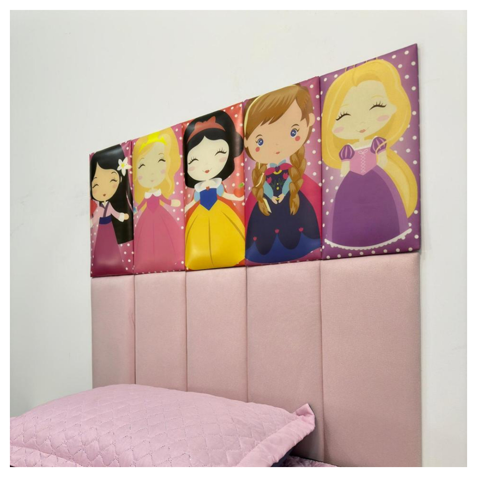 Kit 10 Placas de Cabeceira Estofadas Modular Para Cama Infantil Princesa- ENVIO FULL - Home & Living