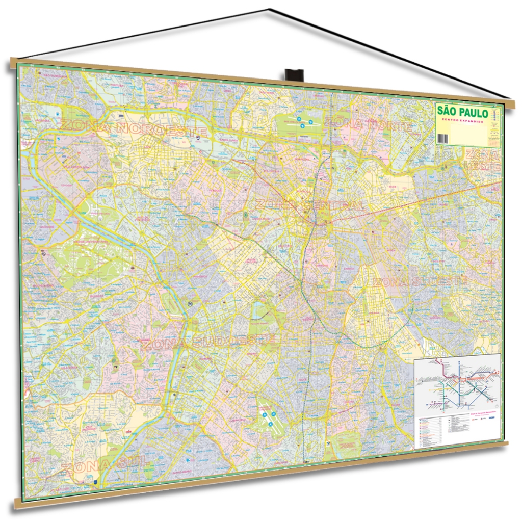 Mapa São Paulo Centro Expandido Ruas Guia Rotas Capital Banner Geografico em Oferta na Shopee