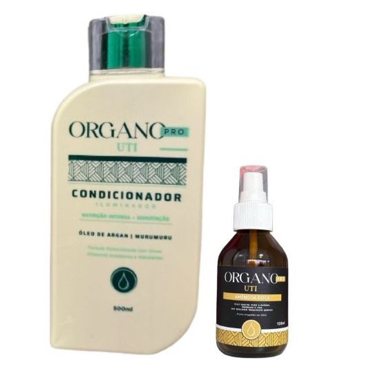 Condicionador 500ml Organo Pro + Óleo Vegetal Amêndoa Doce 100ml – Força e Brilho