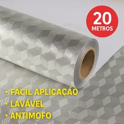 Papel Parede 20 Metros Adesivo Metalizado Vinílico Impermeável Decore Fácil Antimofo Estilo e Brilho