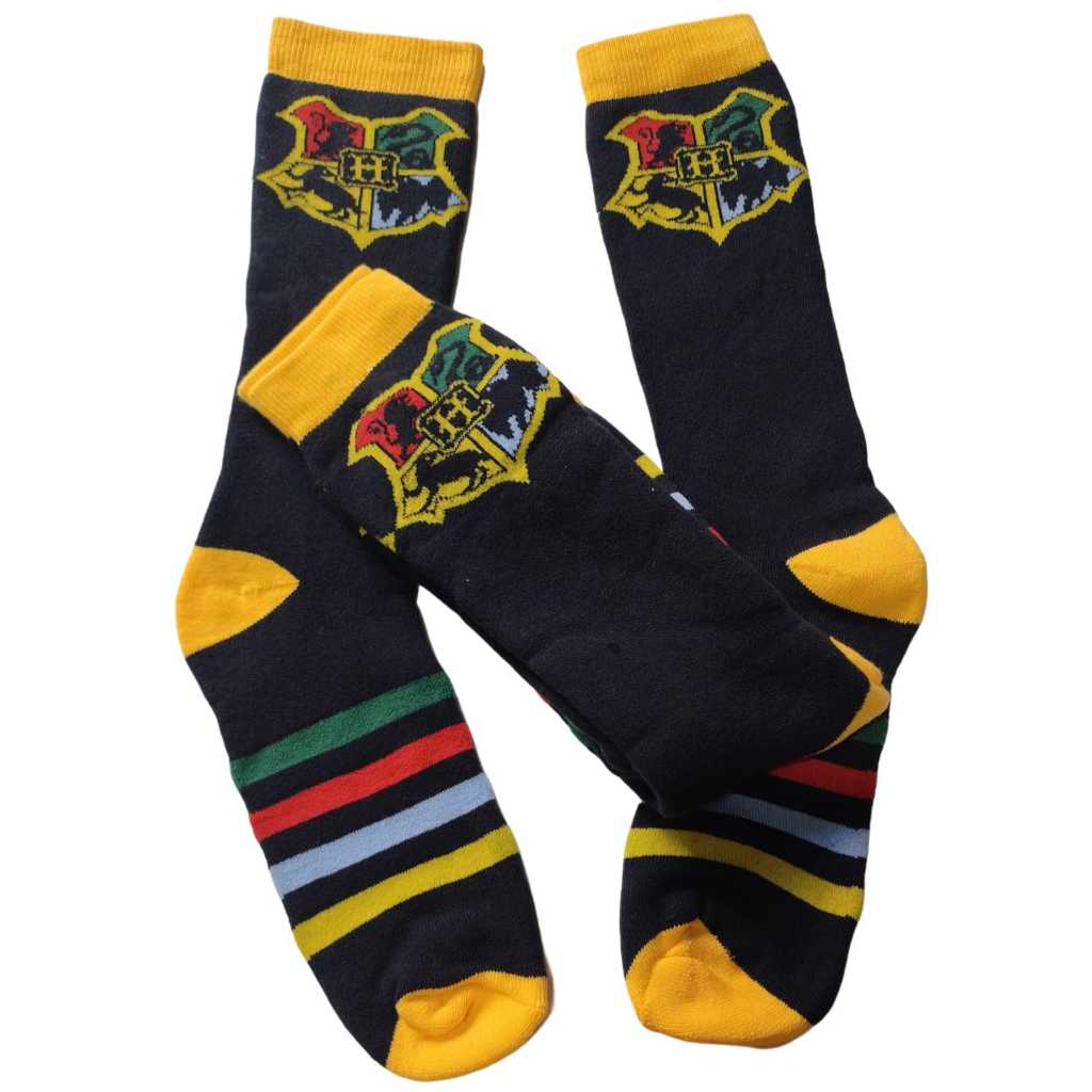 Meia 3/4 Harry Potter Casas Hogwarts Grifinoria Sonserina Corvinal Algodao Cano Alto Pronta Entrega