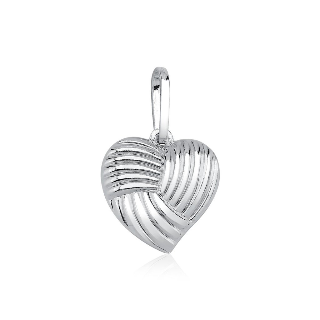 Pingente de Prata 925 Coração com Ondas Invertidas