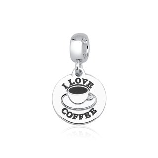 Berloque de Prata 925 I Love Coffee em Oferta na Shopee