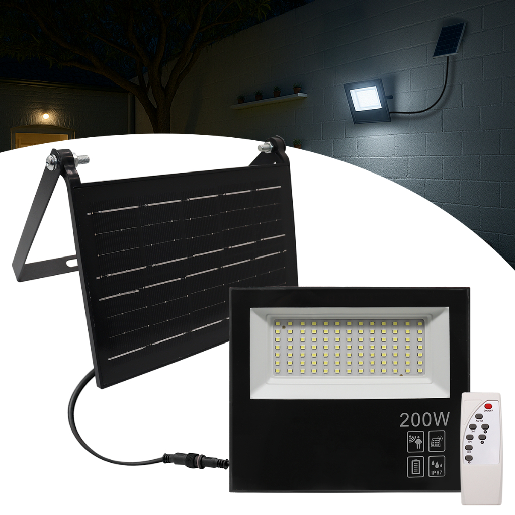 Refletor Solar 200w Led Placa Prova Dágua Dobrável Ajustável 2EM1 em Oferta na Shopee