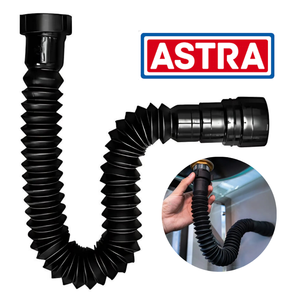 Sifão Sanfonado Preto Multiuso Flexível Banheiro Pia Cozinha  - Astra