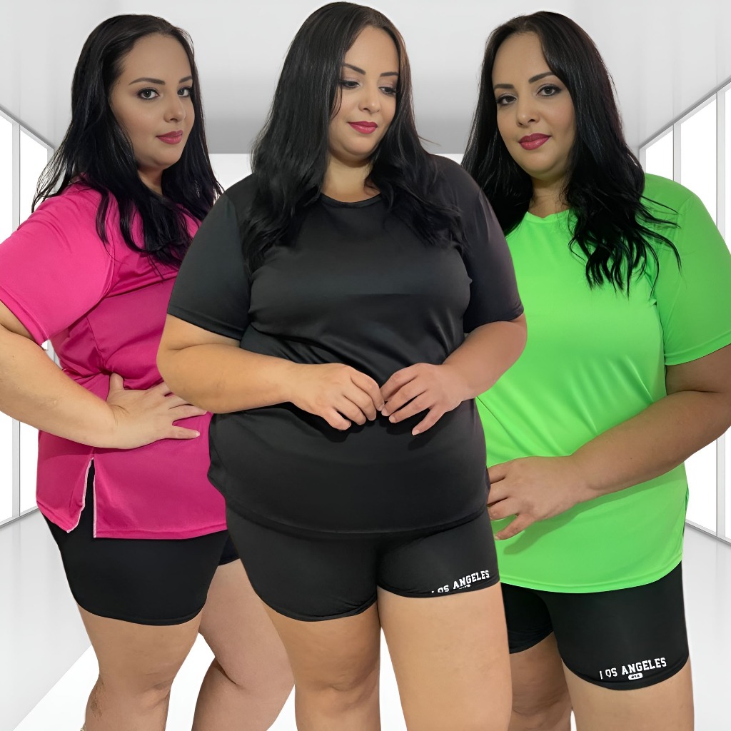Kit 2 Blusas Feminina Dry Fit Plus Size Academia Moda Fitness Básica Caminhada Lisa Camiseta em Oferta na Shopee