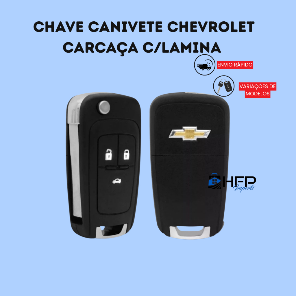 Chave Canivete Chevrolet carcaça com lamina e logo marca 2,3 e 5 Botões GM Onix Cruze Cobalt S10 Tracker Spin Prisma