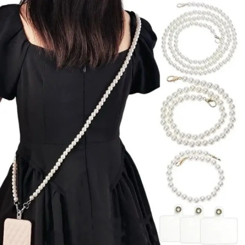 Cordão De Pérolas Brilhante Para Celular Com Suporte Transparente 58CM em Oferta na Shopee