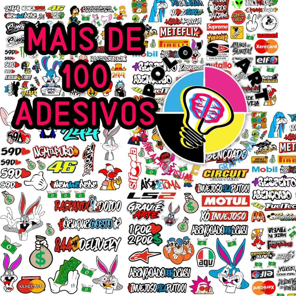 MEGA KIT 10 CARTELAS DE ADESIVOS PARA MOTOS CARROS CAMINHÃO BICICLETAS VARIADOS *ENVIO IMEDIATO*