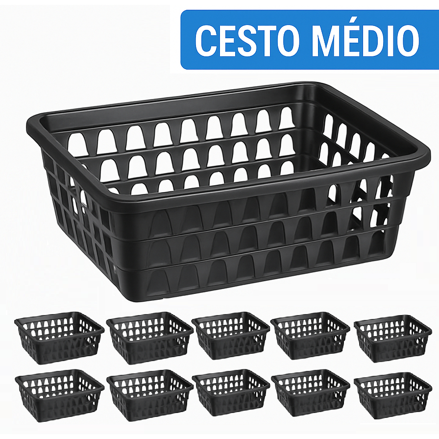 Kit 10 Cestos Organizador Multiuso Banheiro Médio 19x15x6cm