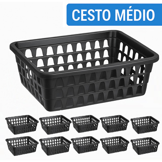 Kit 10 Cestos Organizador Multiuso Banheiro Médio 19x15x6cm em Oferta na Shopee