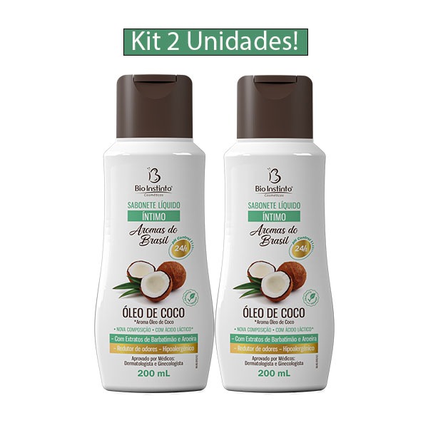 KIT com 02 Unidades Sabonete Íntimo Aromas do Brasil ÓLEO DE COCO 200mL Bio Instinto em Oferta na Shopee