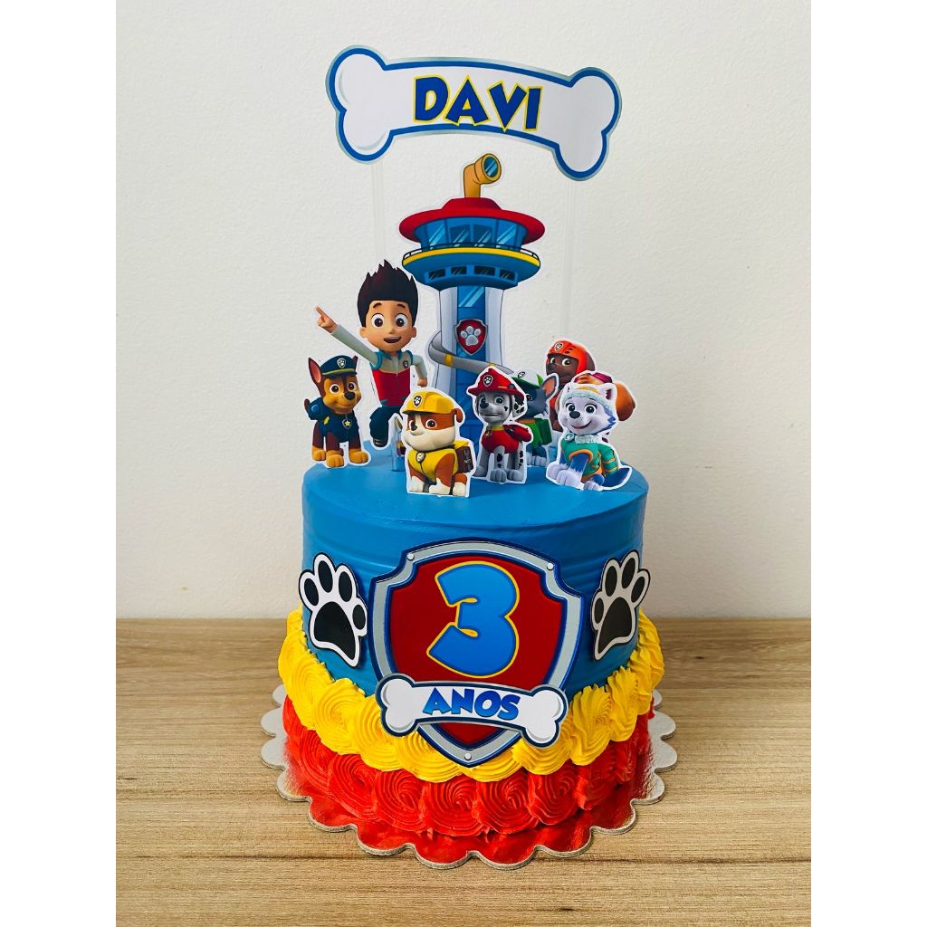 Topo de Bolo Patrulha Canina Topo Personalizado Infantil menino Papel Enfeite de Bolo Decoração mesversário Aniversário