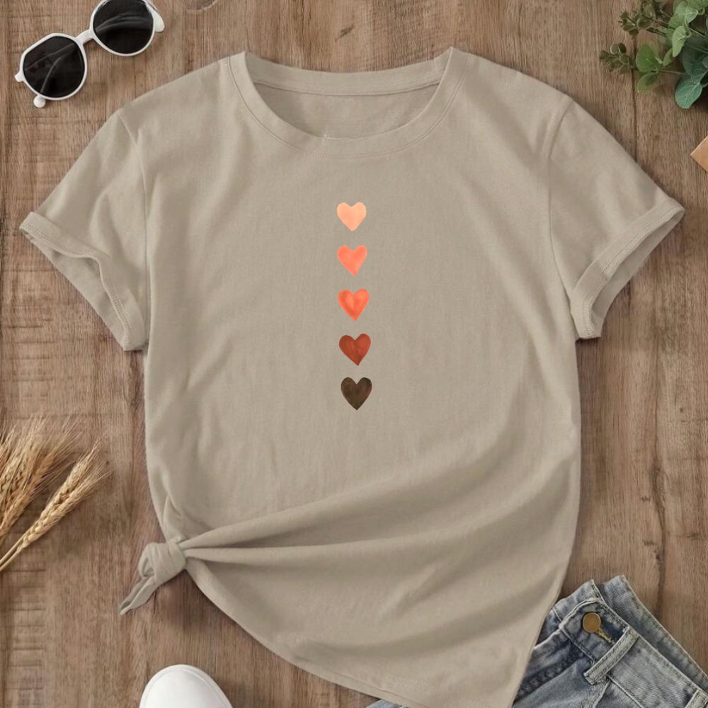 Camiseta Feminina T-Shirt Básica Estilosa Algodão Tumblr Girl 100% Algodão Degrade de Coração