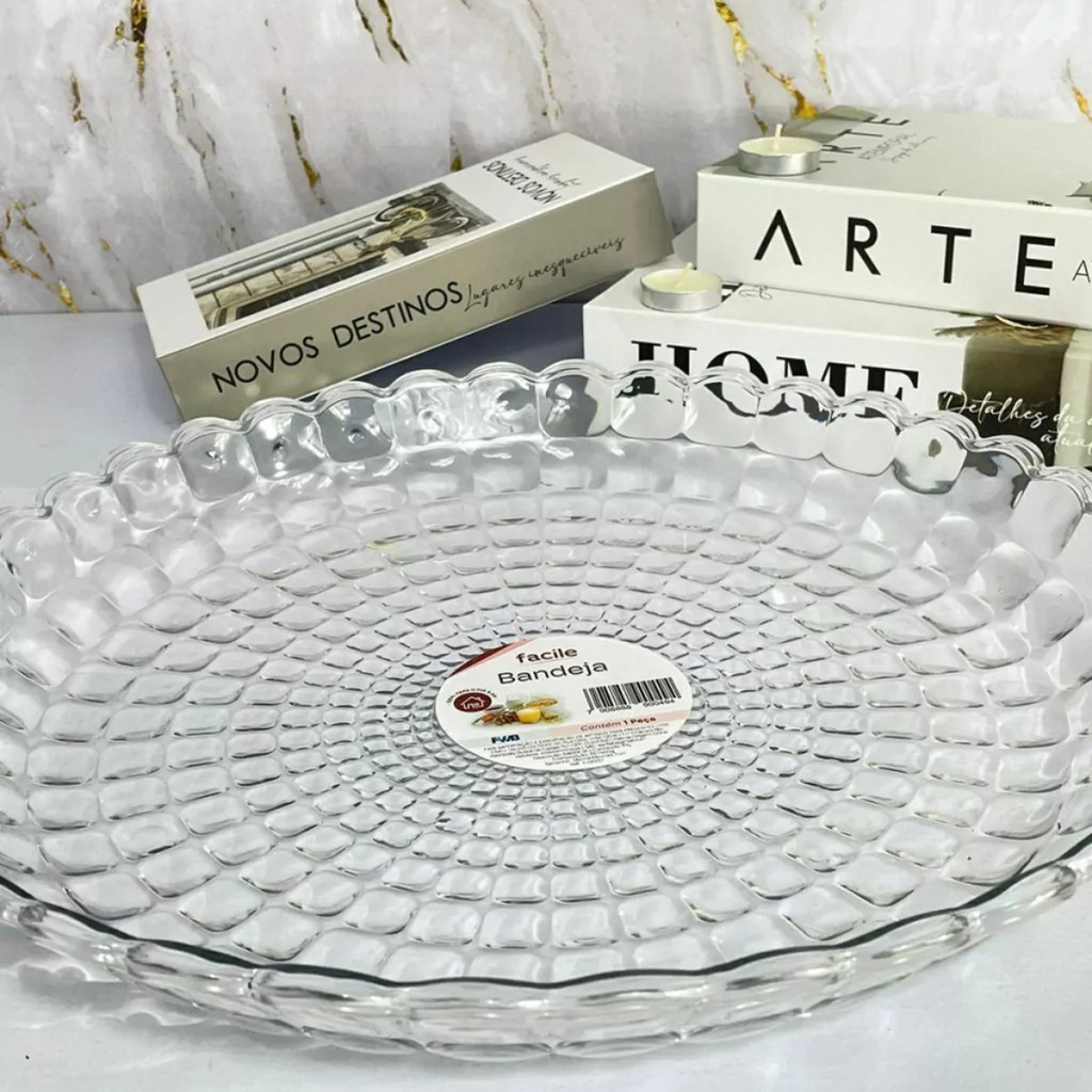 Bandeja Luxo Cristal Organizadora Decorativa Para Mesa Cozinha Quarto Acrilico FWB