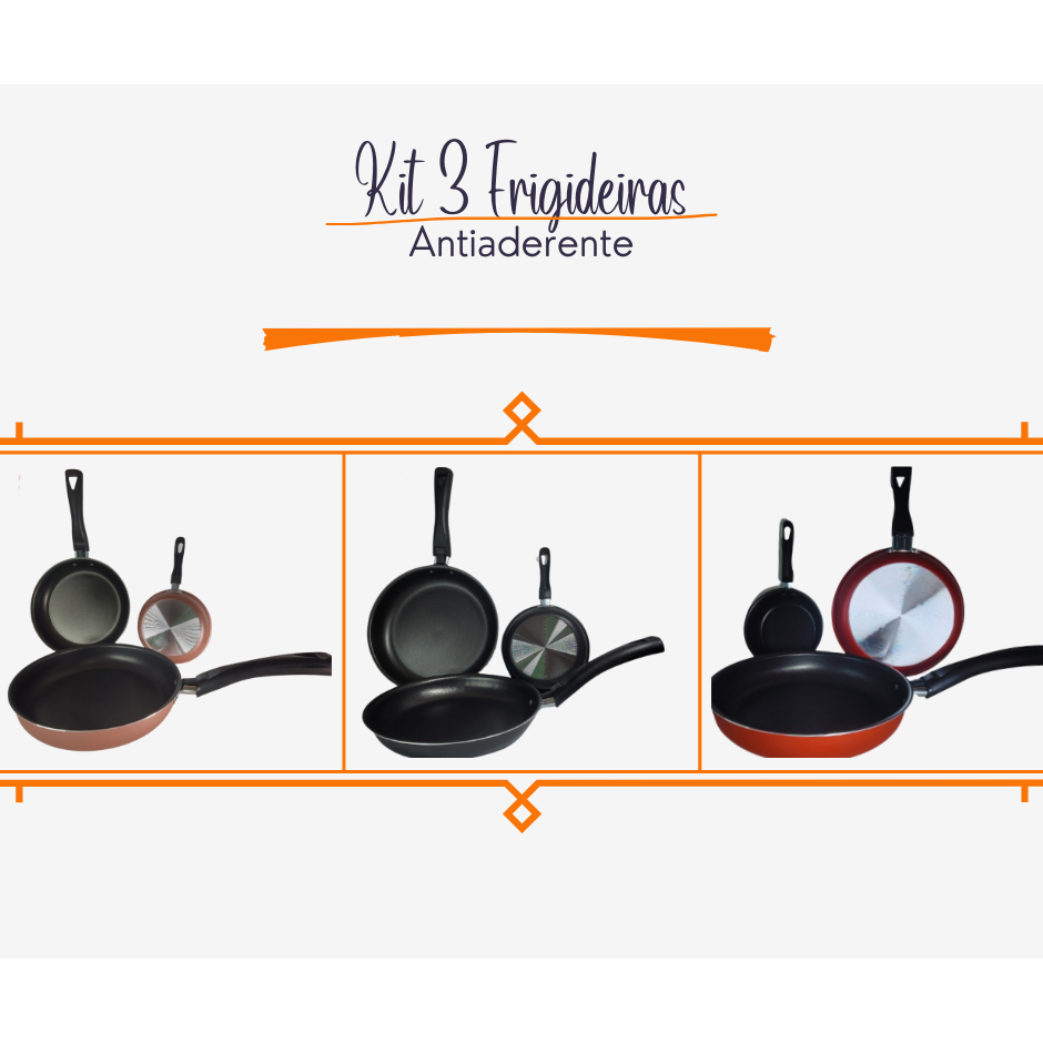 Jogo de Frigideiras Antiaderentes 3 Peças – Durabilidade e Praticidade na Cozinha