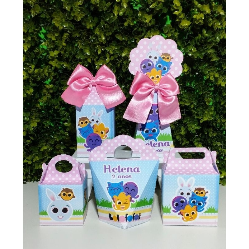 Kit Caixinhas Personalizadas Lembrancinhas FESTA Bolofofos Menina ( PEGUE E MONTE) Aniversário