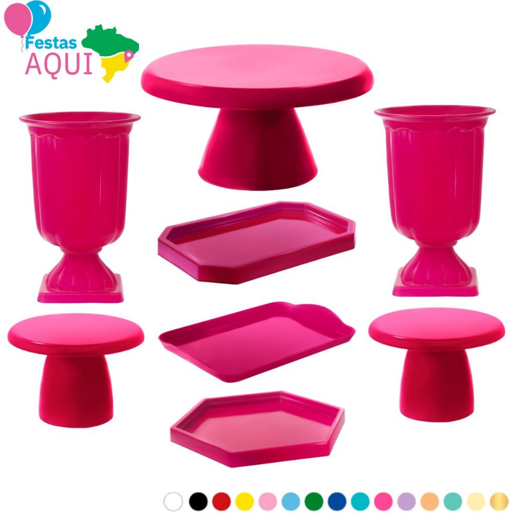 Kit 1 Boleira Cogumelo 22X11cm, 2 Vaso Grego, 1 Band 20x13, 2 Mini Cogumelo, 1 Mini Sextavada, 1 Band Lapidada em Oferta na Shopee