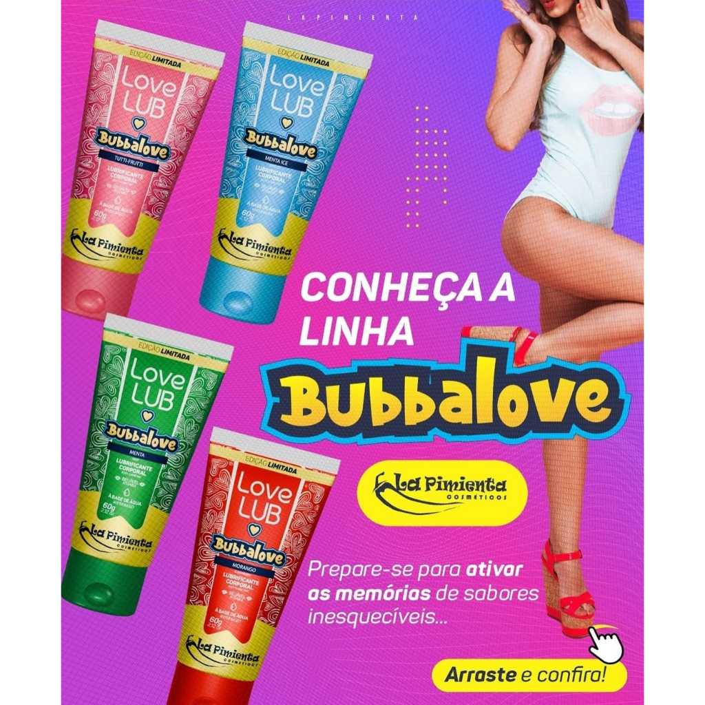 Lubrificante Íntimo Comestível Gel Beijável à Base de Água Bubbalove