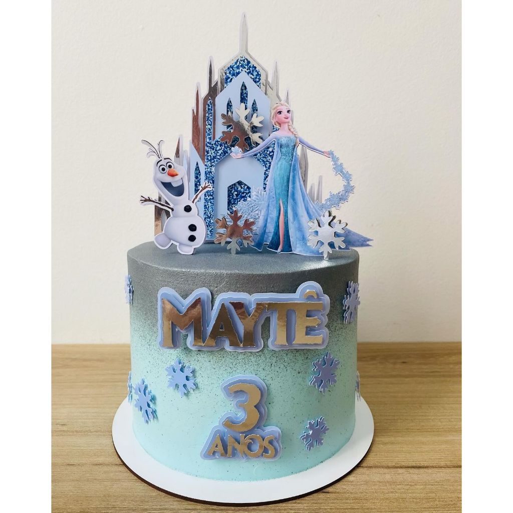 Topo de Bolo Frozen Elsa 3D Personalizado Infantil menina | Decoração mesversário Aniversário