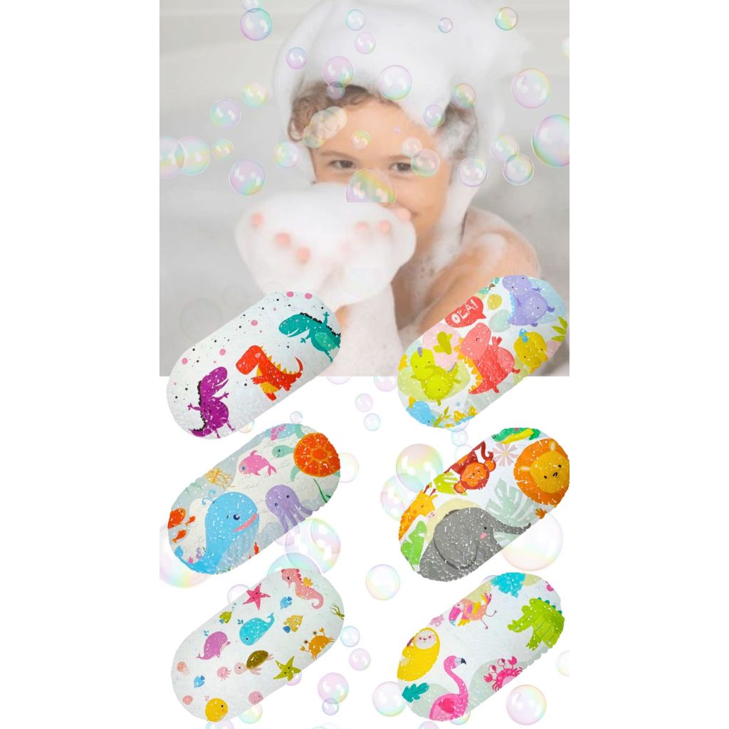 Tapete Box Banho Banheiro Antiderrapante Infantil Ventosa Chuveiro Criança Dinossauro 33X67CM