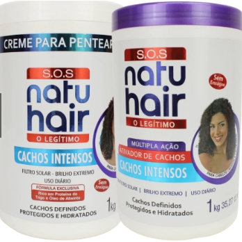 Kit Creme para Pentear Cachos Intensos + Ativador de Cachos [ Cachos Intensos] SOS Natuhair 1kg