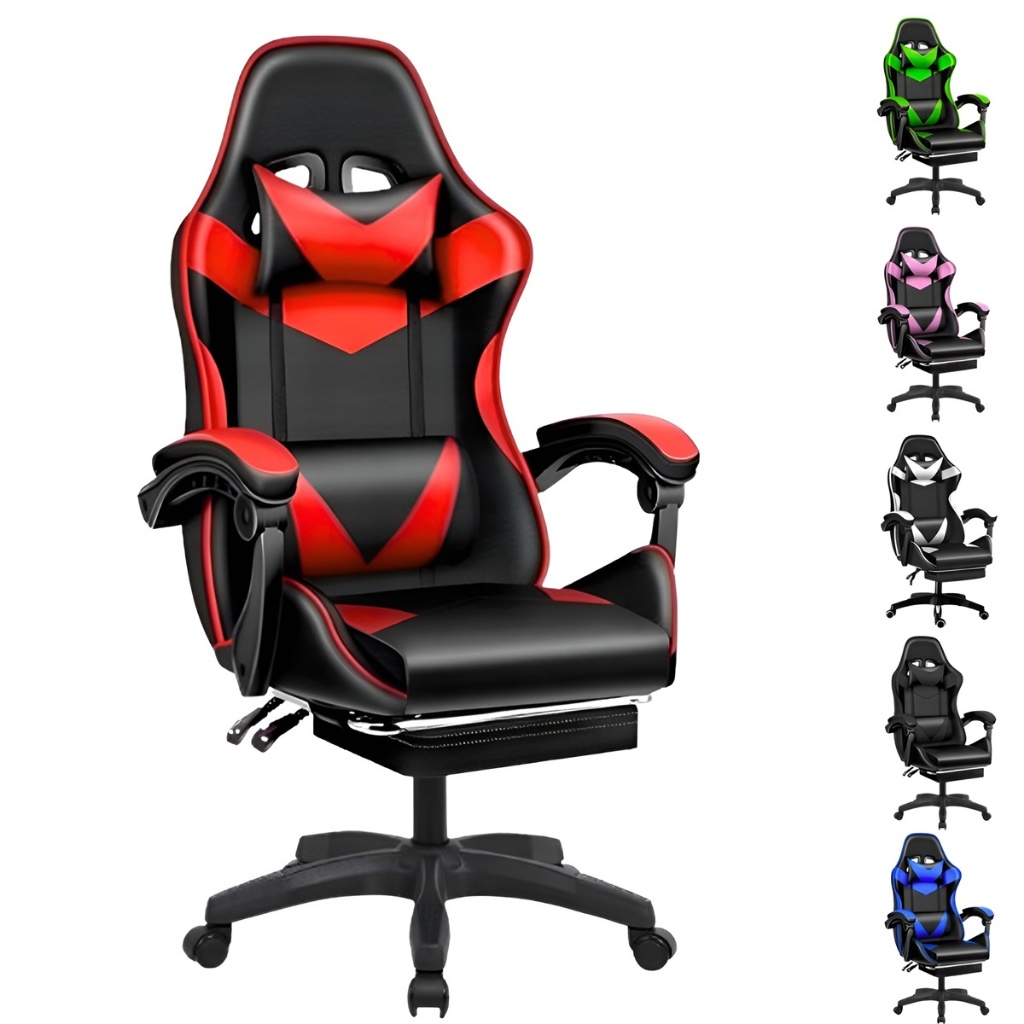 Cadeira Escritório Gamer Ergonômica Reclinável Em Couro Confortável Com Apoio Para Pés